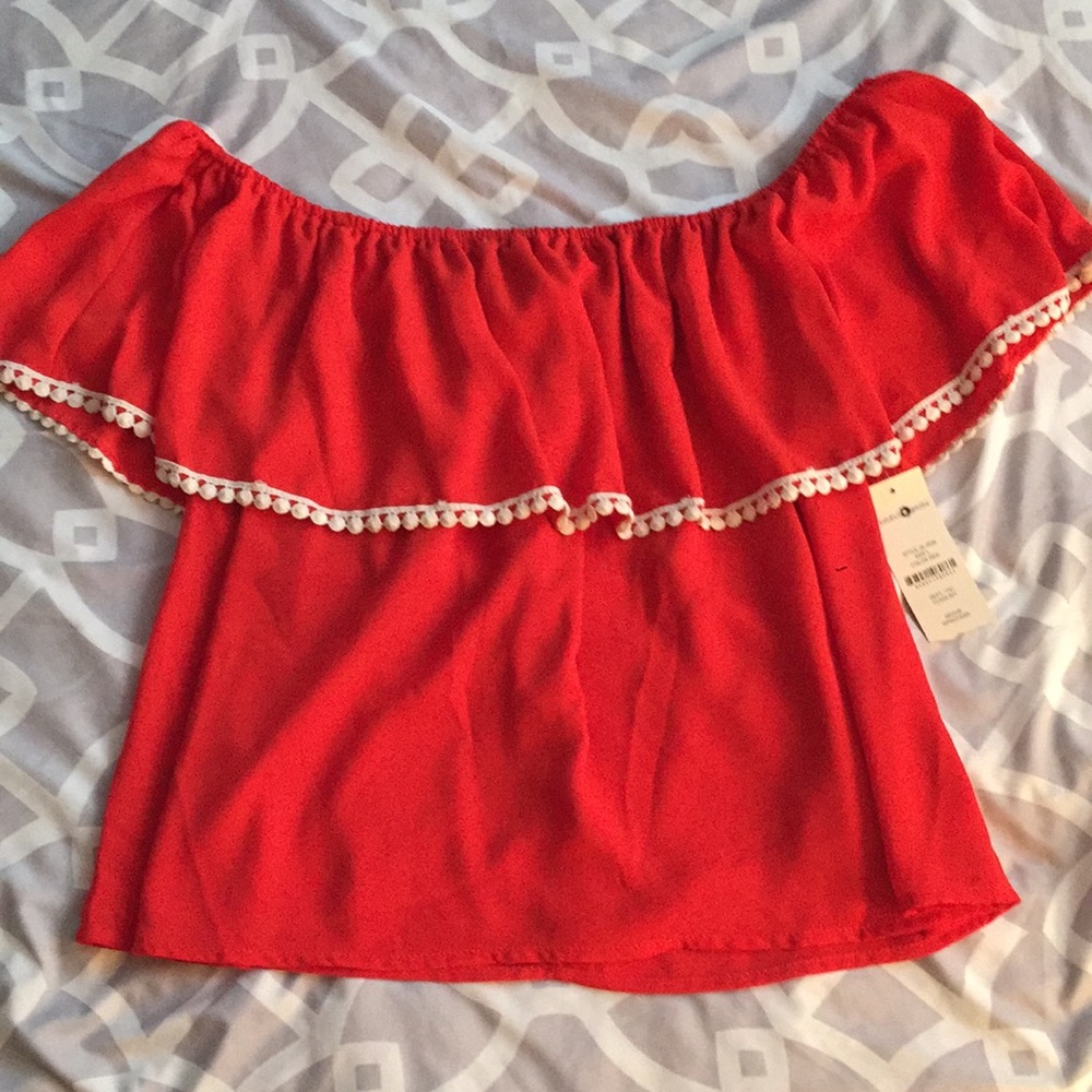 🌹Red boho crop top